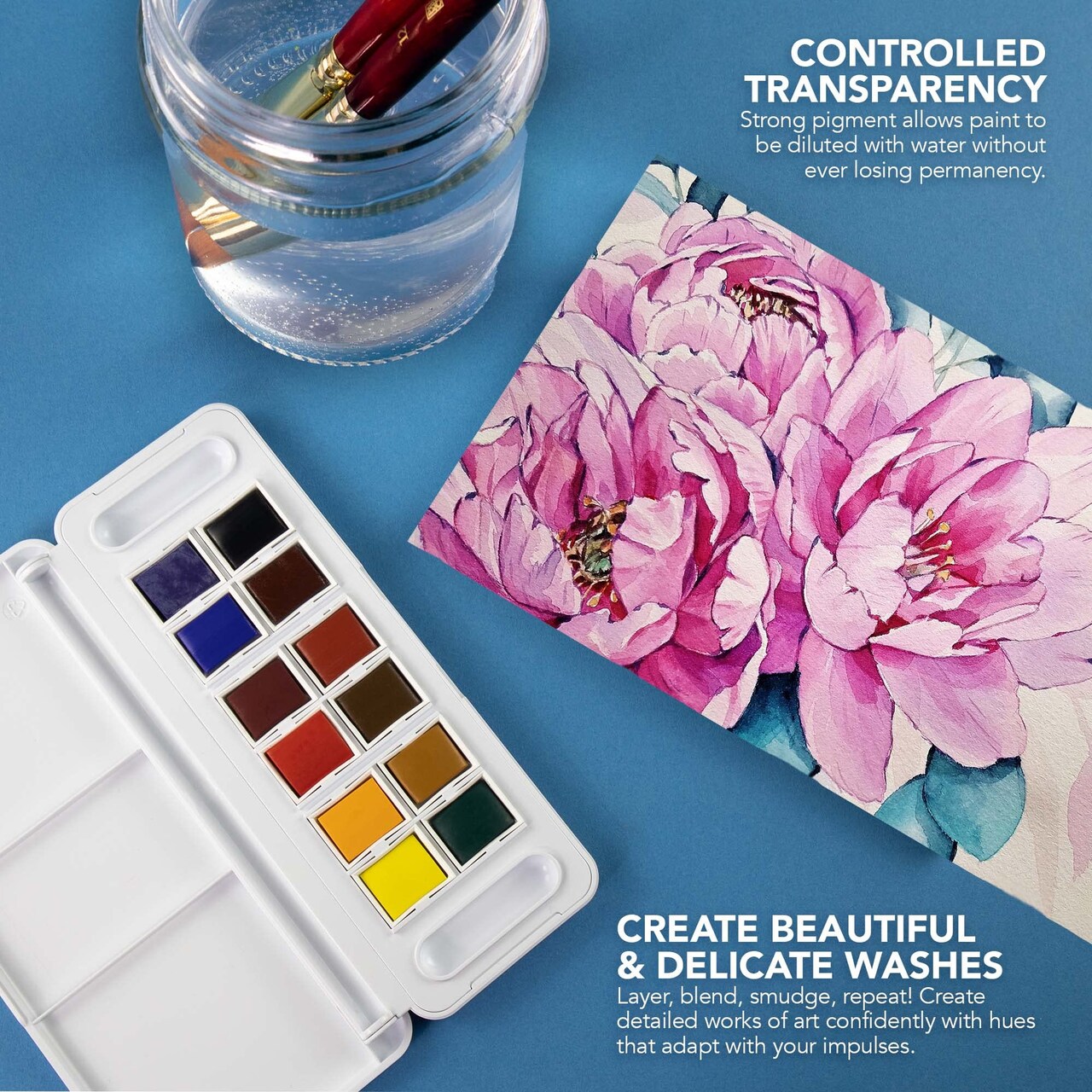 12 Pieces Watercolor Travel Set - Watercolor Paint Set for Watercolor Paper and More - Watercolor Set for Artists and Students - Water Color Paint for All Skill Levels
